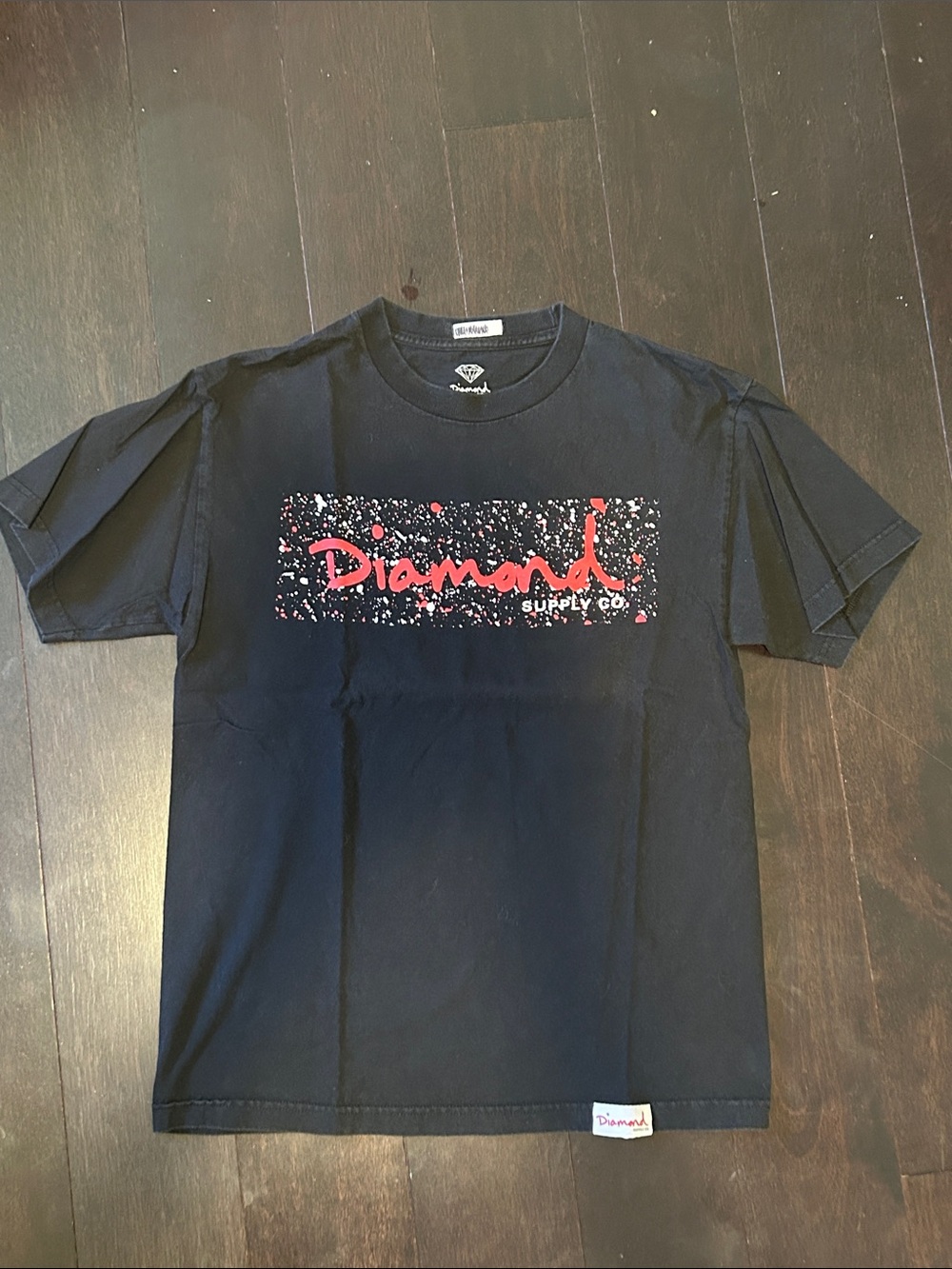 Diamond Supply Co. Black Tee with Red Script Logo